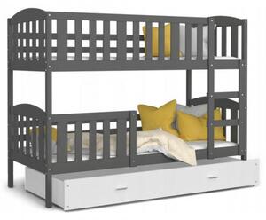 Dětská patrová postel KUBU 160x80 cm ŠEDÁ BÍLÁ