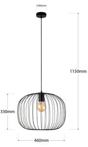 Lustr na lanku OVELLA 1xE27/15W/230V pr. 46 cm černá