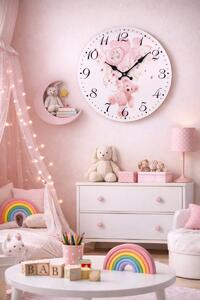 Nástěnné hodiny Teddy růžový Ø 34 cm 1990995