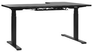 Rohový elektricky nastavitelný psací stůl levostranný 160 x 110 cm černý DESTIN II