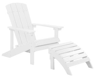 Zahradní židle s podnožkou bílá ADIRONDACK