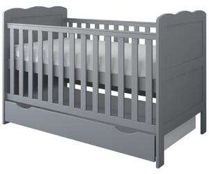 Babywoods Dětská postýlka Isabel 140 x 70 cm Barevné provedení: Šedá, Úložný prostor k postýlce: Jeden šuplík na kolečkách