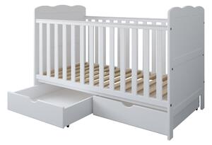 Babywoods Dětská postýlka Isabel 140 x 70 cm Barevné provedení: Bílá, Úložný prostor k postýlce: Dva menší šuplíky na kolečkách