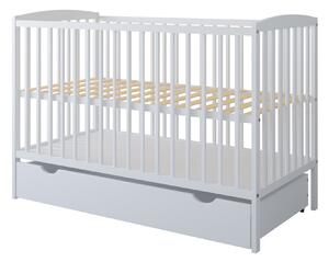 Babywoods Dětská postýlka Grzes 120 x 60 cm Barevné provedení: Bílá, Úložný prostor k postýlce: Jeden šuplík na kolečkách