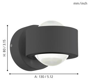 Eglo 64496 - LED Nástěnné svítidlo ONO PRO 2xLED/2,5W/230V antracit