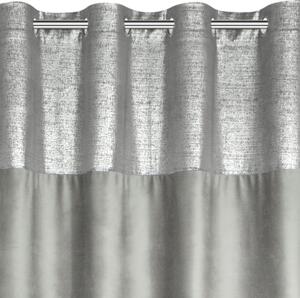 Stříbrný sametový závěs PERI s ozdobným pásem v horní části 140x250 cm
