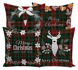 XPOSE® Set povlaků na polštář TARTAN CHRISTMAS 40x40 cm - set 4ks