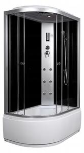 D‘Eluxe hydromasážní Sprchový Box UK12R8122 121x81x220cm, posuvné dveře, grafitové sklo, 4mm - Pravá Montáž