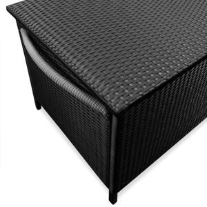 Goleto Úložný polyratanový box na kolečkách 117,5 x 55 x 64,5 cm | černý