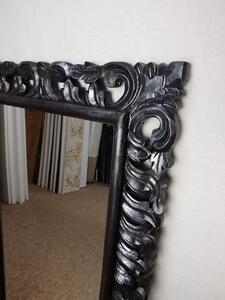 Zrcadlo LUGAR černé ONYX, 100 x 60 cm, ruční dřevořezba, exotické dřevo Suar