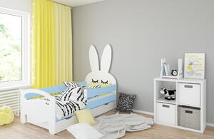 Babywoods Dětská postel Králíček Velikost postele: 140x80, Barevné provedení: Modrá, Provedení postele: S šuplíkem