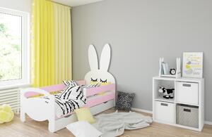 Babywoods Dětská postel Králíček Velikost postele: 140x80, Barevné provedení: Růžová, Provedení postele: S šuplíkem