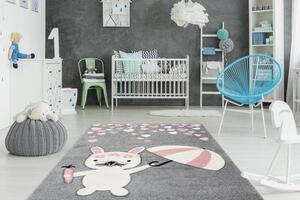 DĚTSKÝ KOBEREC, 80/150 cm šedá, růžová - Online Only koberce & rohožky, Online Only