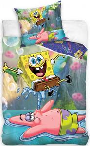 Bavlněné ložní povlečení SpongeBob - motiv Patrik dělá vodotrysk - 100% bavlna Renforcé - 70 x 90 cm + 140 x 200 cm