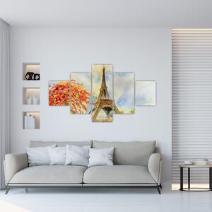 Malovaný obraz Eiffelovy věže (125x70 cm)