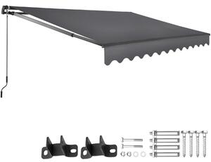 Tectake Výsuvná markýza Ornella s držákem na zeď - 300 x 250 cm,tmavě šedá