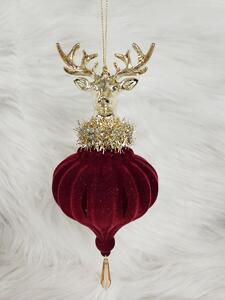 LUX bordó závěsný ornament jelen 20cm