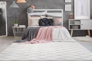 KOBEREC S VYSOKÝM VLASEM, 80/150 cm růžová, bílá - Online Only koberce & rohožky, Online Only