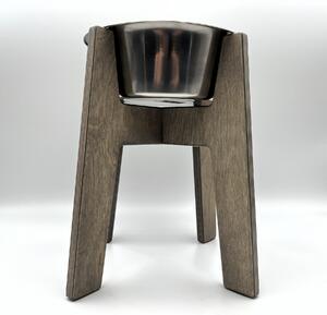 Wook | Dřevěný stojan s miskou pro psy vel. L - 1800 ml Výška podstavce: 30 cm, Barva: patina, Personalizace: Ne