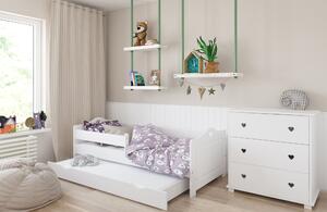 Dětská postel Emma Velikost postele: 200x90, Barevné provedení: Bílá, Provedení postele: S přistýlkou (bez matrace)