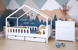 Babywoods Dětská postel domeček Leo Velikost postele: 160x80, Provedení postele: Dva menší šuplíky