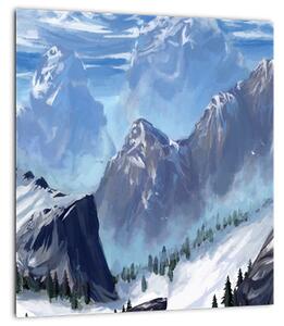 Obraz - Malované hory (30x30 cm)