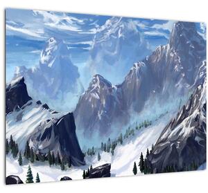 Skleněný obraz - Malované hory (70x50 cm)