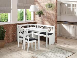 Kuchyňský kout + stůl se židlemi Santiago 1, Potah: Amor Velvet 4322, Barva dřeva: bílý Mirjan24 5902928390704