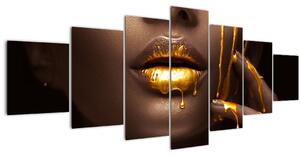 Obraz - Žena se zlatými rty (210x100 cm)