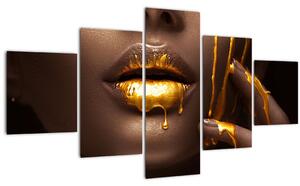 Obraz - Žena se zlatými rty (125x70 cm)