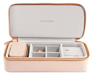 Stackers, Velká cestovní šperkovnice Blush Large Zipped Jewellery Box | růžová