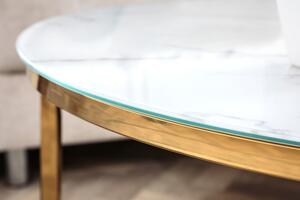 Bílý/zlatý kulatý konferenční stolek Elegance 80 cm