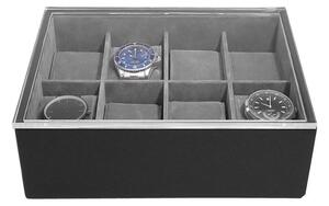 Stackers, Pánská šperkovnice na hodinky Black Pebble 8 Piece Watch Box & Acrylic Lid | černá 74806