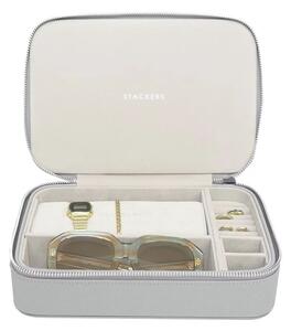 Stackers, Cestovní šperkovnice na hodinky, šperky a brýle Pebble Grey Jewellery & Accessories Box | šedá 74559