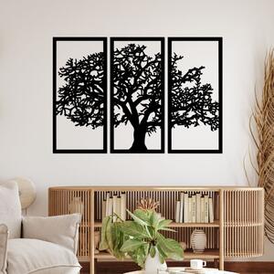 Dřevo života | 3 dílný dřevěný strom XXL | Barva: Černá | Rozměry (cm): 219x160