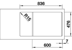 Nerezový dřez Blanco Andano XL 6S-IF Compact InFino nerez hedvábný lesk dřez vpravo
