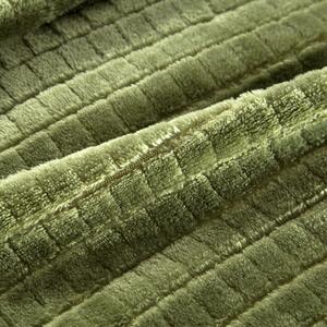Eurofirany Hebká olivově zelená deka CINDY2 se čtvercovým vzorem 170x210 cm