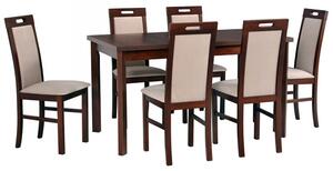 Rozkládací stůl se 6 židlemi - AL35, Barva dřeva: ořech-L, Potah: 5 - Inari 23 Mirjan24 5902928122619