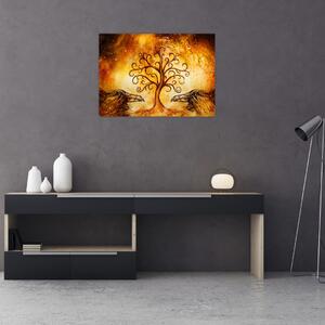 Přírodní abstraktní obraz stromu (70x50 cm)