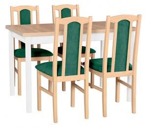Rozkladací stôl so 4 stoličkami - AL02, Barva dřeva: sonoma-L, Potah: 8 - Malmo New 95, Barvy nožiček: Bíla Mirjan24 5902928116205