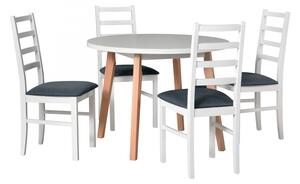 Kulatý stůl se 4 židlemi - AL41, Barva dřeva: bílá, Potah: 5 - Inari 23 Mirjan24 5902928108484