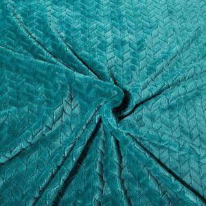 Eurofirany Hebká tyrkysová deka CINDY s reliéfním vzorem 70x160 cm