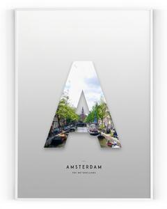 Plakát / Obraz Amsterdam A4 - 21 x 29,7 cm Tiskové plátno