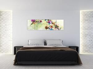 Obraz - Malba pnoucí květiny (170x50 cm)