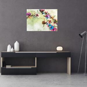 Obraz - Malba pnoucí květiny (70x50 cm)