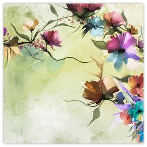 Obraz - Malba pnoucí květiny (30x30 cm)