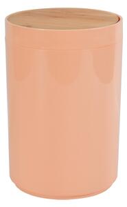 MSV výklopný odpadkový koš OSLO, broskvový, plast, bambus víko, 5 L