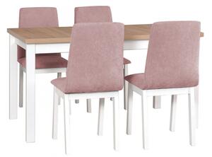 Rozkládací stůl se 4 židlemi - AL05, Barva dřeva: sonoma-L, Potah: 19 - Jasmine 61, Barvy nožiček: Bíla Mirjan24 5902928802153