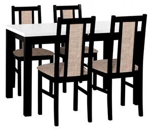 Rozkládací stůl se 4 židlemi - AL11, Barva dřeva: černý, Barva dřeva: bílá-L, Barvy nožiček: černá Mirjan24 5902928830156
