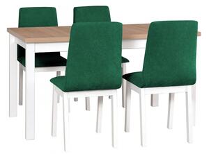 Rozkládací stůl se 4 židlemi - AL05, Barva dřeva: sonoma-L, Potah: 23x - Kronos 19, Barvy nožiček: Bíla Mirjan24 5902928802207